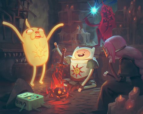 Adventure Time x Dark Souls Crossover Art Adventure Time, Jason Chan, Adveture Time, Adventure Time Wallpaper, Adventure Time Cartoon, Time Cartoon, Dark Souls 3, Dark Souls Art, Finn The Human