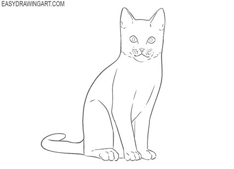 sitting cat drawing tutorial Cat Sitting Down Drawing, Cat Drawing Sitting, Sitting Cat Drawing, Cat Sitting Drawing, Cat Easy Drawing, Art Homework, Chair Drawing, Cat Drawing Tutorial, Sketches Easy