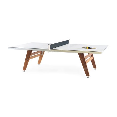 Stationary Ping Pong Table, White/Wood - Play Kids Rec Room - Maisonette Hilary Scott, Outdoor Ping Pong, Outdoor Ping Pong Table, Rec Rooms, Foosball Tables, Ping Pong Tables, House Basement, Basement Furniture, Westhampton Beach