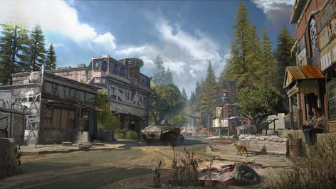 ArtStation - Environment concept art_Post apocalyptic world, Hans Park Post Apocalyptic Town, Lighting Scene, Apocalyptic World, Apocalypse Landscape, Post Apocalyptic City, Apocalypse World, Apocalypse Aesthetic, Post Apocalyptic Art, Environment Painting