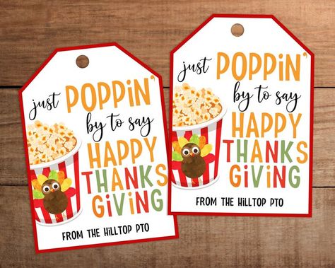 Editable Thanksgiving Popcorn gift tag printable for teacher, nurse, staff, employee, and Realtor pop by gift tag with the wording "Poppin by to say Happy Thanksgiving". Personalize easily on Corjl's online editing tool.

Try before you buy. Copy and paste the link below:
https://www.corjl.com/d/HG845 Teacher Gifts For Thanksgiving, Thanksgiving Realtor Pop Bys, Thanksgiving Staff Gifts, Thanksgiving Referral Gifts Marketing, Thanksgiving Class Gifts, Popcorn Sayings, Thanksgiving Staff Appreciation Ideas, Thanksgiving Marketing Ideas, Thanksgiving Popcorn