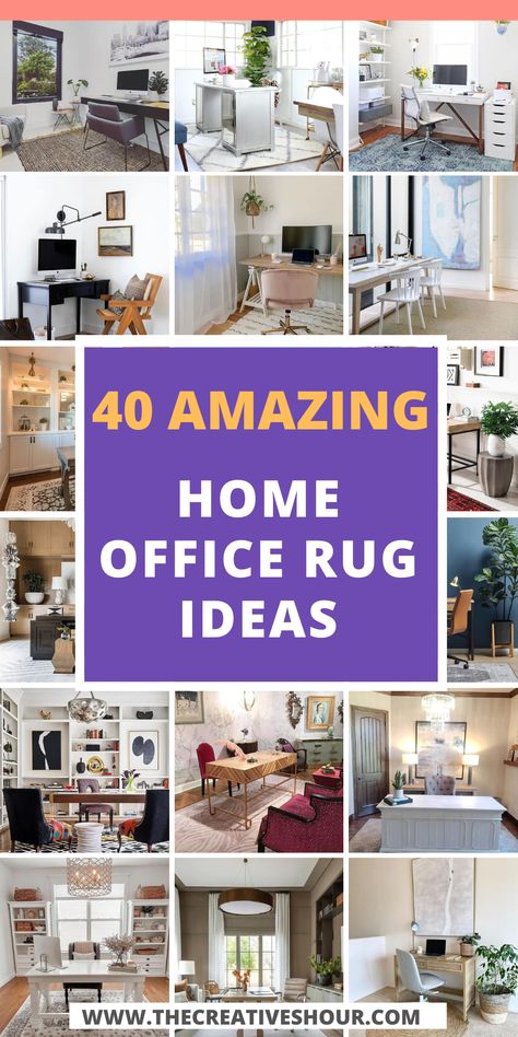 Rugs In Study Home Office, Rug Under Office Chair, Office With Rug Under Desk, Rug Placement In Home Office, Office Rugs Ideas Home, Office Chair Rug, Home Office Area Rug, Office Rug Size Guide, Home Office Rug Placement