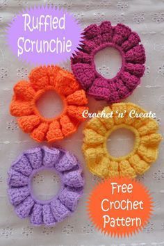 Free Crochet Hair Tie Patterns, Crochet With Hair Tie, Hair Tie Crochet Pattern, Free Crochet Patterns For Hair Scrunchies, Crochet Bow Hair Tie Free Pattern, Free Crochet Hair Scrunchie Pattern, Crochet Hair Tie Pattern, Crocheted Hair Scrunchies, Hair Ties Crochet