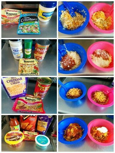 Ramen Noodle Recipes! Top Row: Cheesy Chicken Tuna ramen Noodles (Absolutely FANTASTIC! It was so delicio… | Top ramen recipes, Ramen noodle recipes, Ramen noodles Ramen Noodle Ideas Meals, Prison Ramen Recipe, Tuna Ramen Noodles, Cheap Ramen Noodle Recipes, Top Roman Noodles Recipes, Top Ramen Recipes Hacks, Top Ramen Hacks, Roman Noodle Recipes, Tuna Ramen