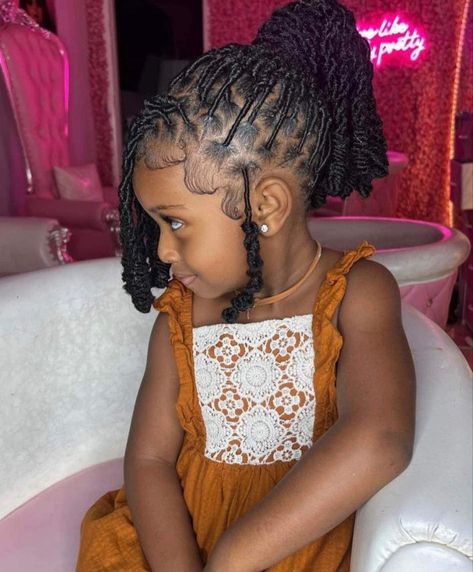 Locs Hairstyles For Girls Kids, Loc Hairstyles For Girls Kids, Dread Hairstyles For Girls Kids, Kids Faux Locs, Young Black Girls Braided Hairstyles, Cute Little Black Girls Hair Style, Girl Loc Styles Kids, Toddler Cornrow Styles Kid Hairstyles, Locs Hairstyles For Kids