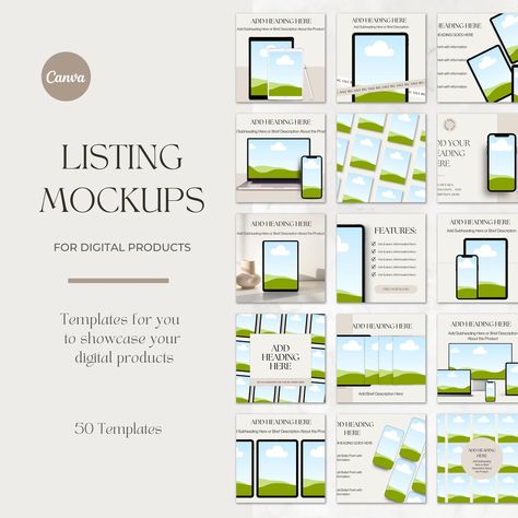 Digital Product Listing Template, Etsy Listing Mockup, Printable Mockup Bundle, Drag and Drop Mockup Canva, Editable Listing Template Bundle digitalproductsforbeginners #2023planner #quarterlyplanner📋. Brand Mockup Templates, Etsy Template Ideas, Etsy Listing Template, Review Template Design, Mockup Idea, Etsy Mockup, Planner Mockup, Web Mockup, Planner Writing