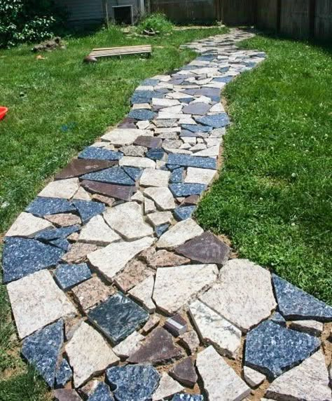 8 Stylish uses for granite remnants Granite Projects, Granite Remnants, Recycled Granite, Granite Ideas, Garden Walkway, Granite Stone, Garden Pathway, Garden Path, Yard Work