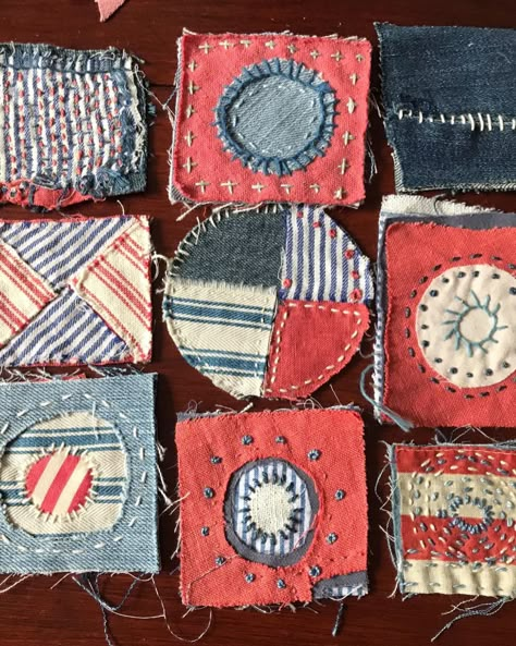 Little older patches gathered together. Still awaiting their destiny! #intuitivestitching #patches #vintagetextiles #textiles… | Instagram Stitching On Clothes, Patch Stitching, Handmade Patches, Quilt Patch, Ceramic Bead Jewelry, Boro Stitching, Patchwork Inspiration, Sewing Patchwork, Feather Embroidery