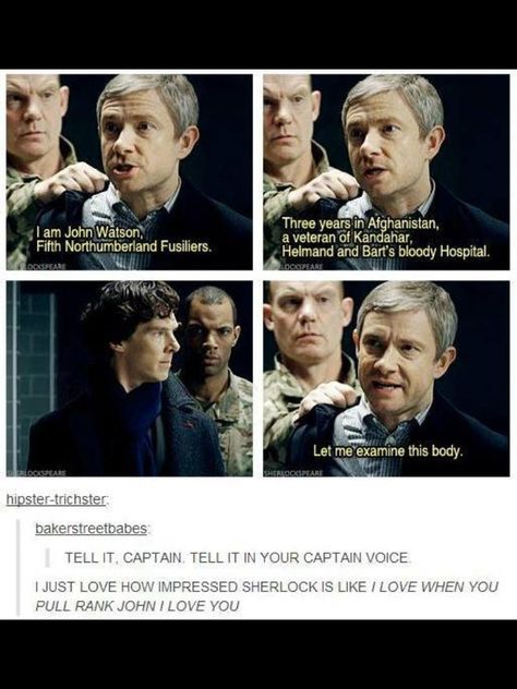 John pulling rank x] (Johnlock) Johnlock Tumblr, Sherlock Meme, John Sherlock, Sherlock Tumblr, Sherlock Poster, John Lock, Rupert Graves, Mrs Hudson, Sherlock Holmes Bbc