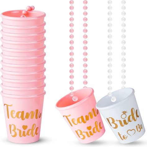 MGupzao Bachelorette Party Favors Shot Glass Necklace 12Pcs Bride to Be and Team Bride Cup Necklace with Plastic Beads for Bridal Shower Engagement Party Pink and White Shot Glass Necklace, Bachelorette Shots, Bridal Party Necklace, Bride Cup, Bachelorette Party Supplies, Party Starters, Reusable Cups, Bachelorette Party Favors, Team Bride