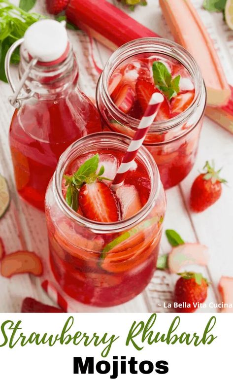 Rhubarb Mojito, Strawberry Rhubarb Cake, Rhubarb Puree, The Wedding Nutritionist, Wedding Nutritionist, Drink Mixers, Lime Drinks, Rhubarb Plants, Flavored Rum