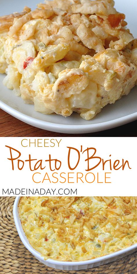 Obrien Potato Casserole, Potatoes Obrien, Casserole Potato, Casserole Dinners, Weekend Food, Christmas Side, Frozen Potatoes, Cheesy Potato, French Fried Onions