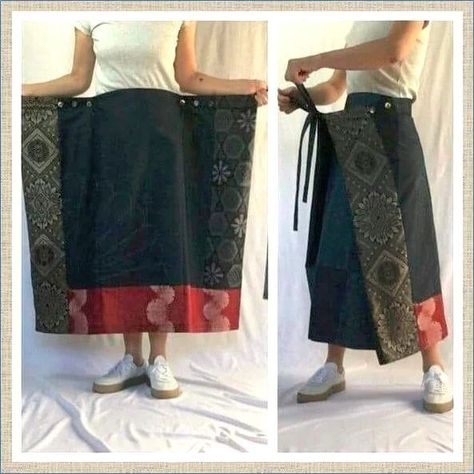 Batik Fashion, Upcycled Fashion, Sewing Skirts, Blouse Diy, A Skirt, Fashion Blouse Design, Fashion Design Clothes, Dress Sewing Patterns, Upcycle Clothes