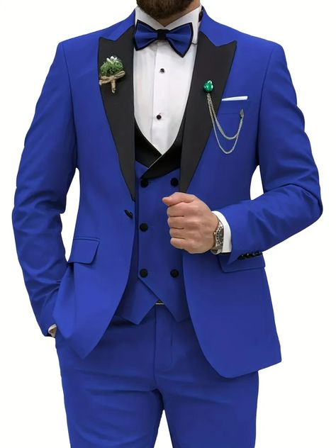 Prom Tuxedo Ideas, Tuxedo For Men Wedding, Double Breasted Suit Men, Men Tuxedo, Designer Tuxedo, Wedding Party Dinner, Suit 3 Piece, Mens 3 Piece Suits, Men's Tuxedo