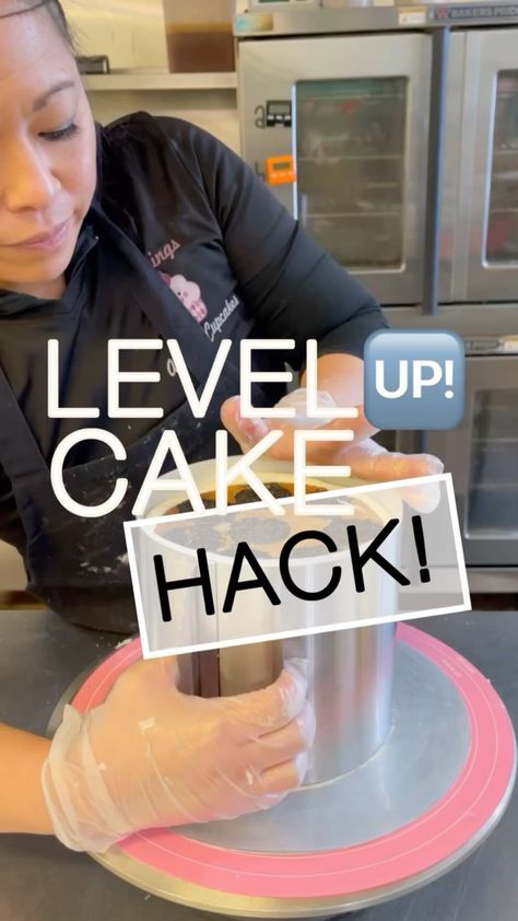 ALISHA NUTTALL | Comment ✨LINK✨For tools used! | Instagram How To Bake Level Cakes, Cake Layering Tips, Cake Leveling Tips, Cake Classes Ideas, Cake Decorating Hacks Tips And Tricks, Cake Decoration Hacks, Cake Decorating 101, 6 Inch Cake Design Simple, Cake Hacks Decorating