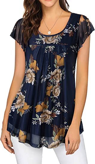 Tunic Tops For Women, Flowy Shirts, Short Sleeve Tunic Tops, Tunic Tops Casual, Casual Summer Tops, Floral Print Shirt, Short Sleeve Tunic, Womens Tops Summer, Tunic Shirt