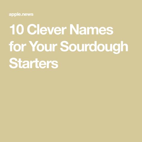 10 Clever Names for Your Sourdough Starters Sourdough Starter Names List, Funny Sourdough Starter Names, Sourdough Names, Sourdough Starter Names, Sourdough Starters, Crazy Names, Dough Starter, Bread Starter, Meaningful Names