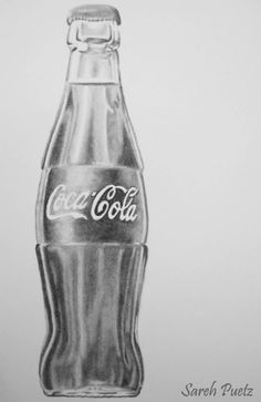 Coca Cola Bottle Drawing, Cola Bottle Drawing, Coke Bottle Drawing, Coca Cola Drawing, Pencil Drawing Ideas, Bottle Drawing, Cola Bottle, Mermaid Drawings, Object Drawing