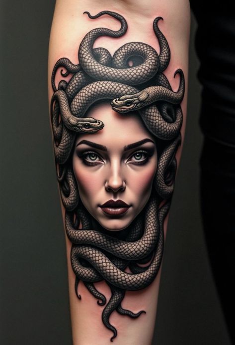 medusa tattoo Medusa Tattoo Ideas, Greek Goddess Tattoo, Blue Dragon Tattoo, Fierce Tattoo, Medusa Tattoo Design, Special Tattoos, Goddess Tattoo, Gold Tattoo, Medusa Tattoo