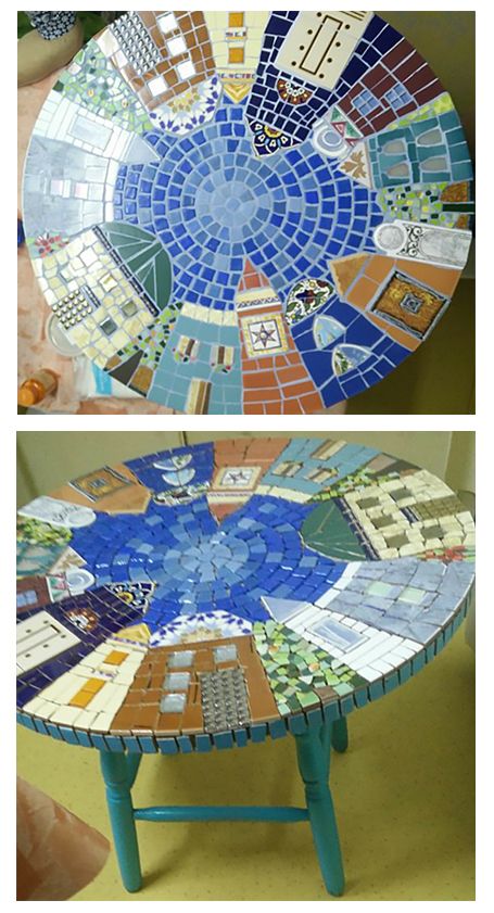 mosaic table Round Mosaic Table, Mosaic Circles, Making Mosaics, Crafts Outdoor, Mosaic Tables, Mosaic Table Top, Mosaic Inspiration, Mosaic Art Projects, Mosaic Tile Art