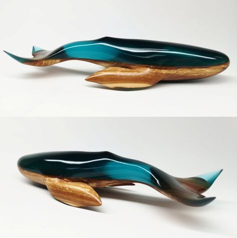 sosuperawesome: Wood and Resin Sharks and Whales... | Wood And Epoxy Sculpture, Natural Artwork, Sculpture Furniture, Dowry Chest, Wood Carving Art Sculpture, Fish Carving, Wooden Whale, Color Rings, Diy Resin Projects