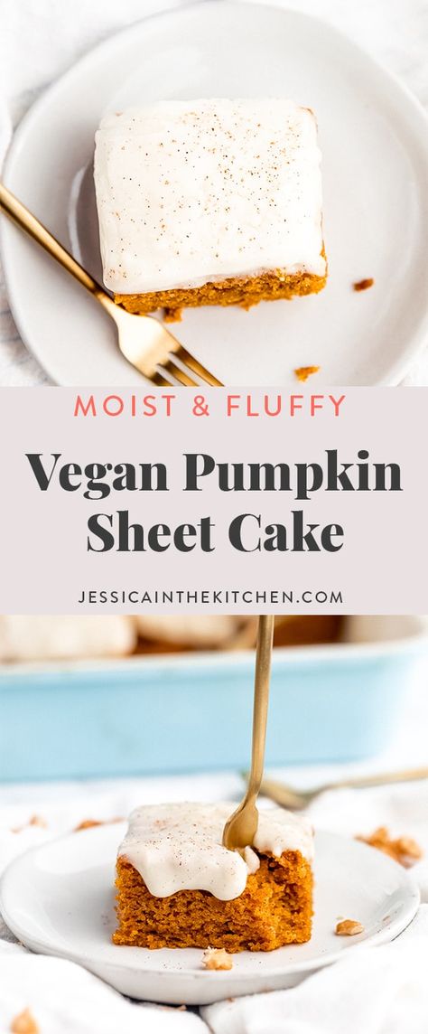 Vegan Pumpkin Sheet Cake, Pumpkin Cake Vegan, Vegan Sheet Cake, Vegan Pumpkin Cake, Best Pumpkin Cake, Fall Recipes Snacks, Pumpkin Cake Recipe, Vegan Chocolate Cake Recipe, Pumpkin Food