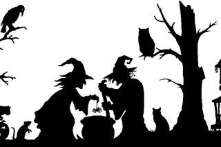 Halloween Silhouette for a Large Garage Door : 6 Steps (with Pictures) - Instructables Garage Door Halloween Decor, Haunted House Svg, Halloween Window Silhouettes, Halloween Garage Door, Halloween Garage, Moldes Halloween, Halloween Decor Diy, Witch Silhouette, Halloween Stencils