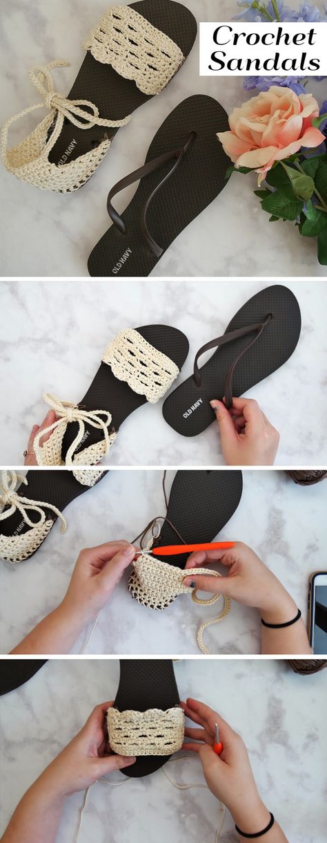 Rajutan Sandal, Sandal Rajut, Crochet Flip Flops, Pattern Flip Flops, Diy Sandals, Crochet Shoes Pattern, Pretty Sandals, Crochet Geek, Crochet Sandals