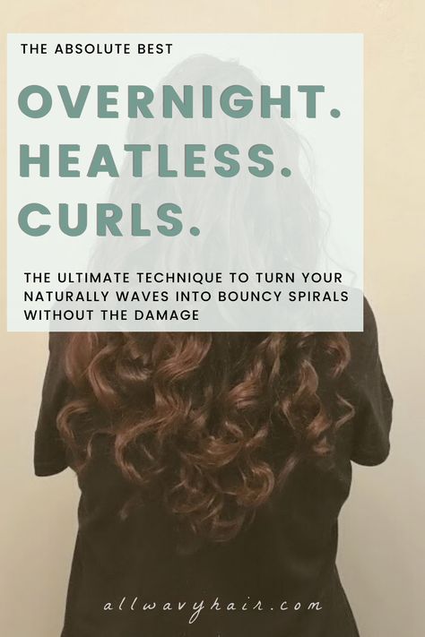 the BEST overnight heatless curls for wavy hair. Wavy and especially coarse wavy hair tends to hold heatless curls very well. These use an easy technique to give you heatless curls that last for days when you want to change up your naturally wavy hair look. Best Overnight Curls, Coarse Wavy Hair, Hair Heatless Curls, Overnight Heatless Curls, Tips For Thick Hair, Naturally Wavy Hair, Ringlet Curls, Wavy Hair Overnight, Wavy Hair Care