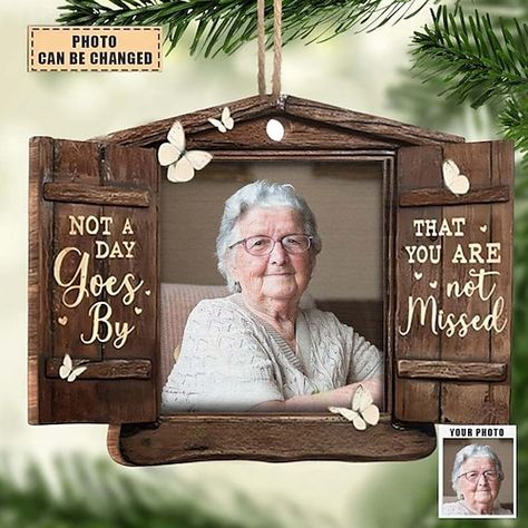 Cheap Christmas Trees, Loss Of Mom, Grandma Photos, Picture Ornaments, Christmas Decorations Cheap, Photo Christmas Ornaments, Custom Memorial, Cheap Christmas, Bereavement Gift