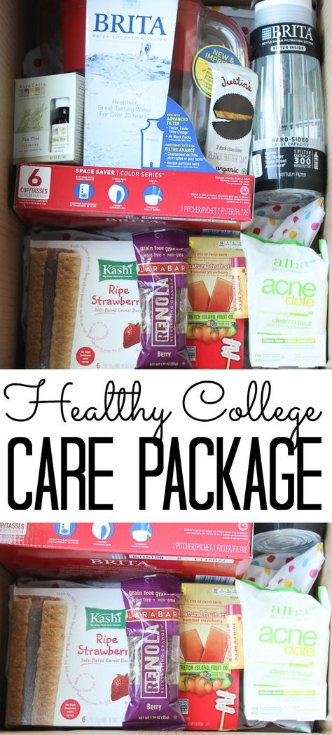 Send a healthy college care package to your loved one this fall! #college #carepackage Finals Week Care Package, Healthy Care Package, Finals Care Package, College Care Package Ideas, Kids Care Package, Diy Care Package, College Survival Kit, College Mom, Care Package Ideas