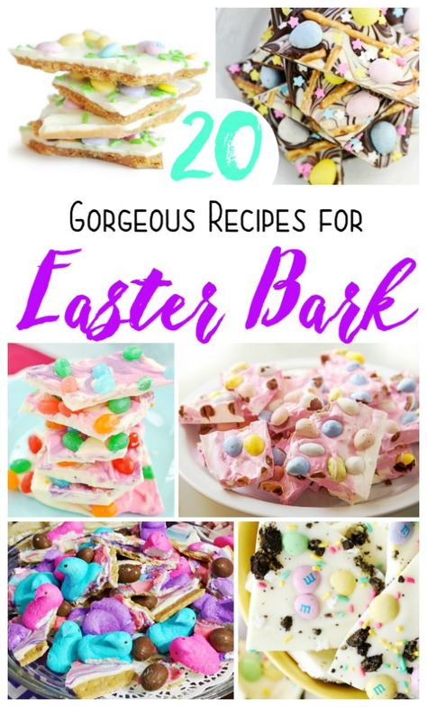 20 Gorgeous Recipes for Easter Bark Easter Bark Recipe, Bunny Bark, Easter Bunny Bark, Easter Breakfast Recipes, Easter Bark, Recipes For Easter, Bark Recipes, Easy Easter Treats, Easter Snacks