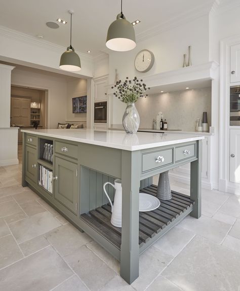 Sage Green Country Kitchen | Shaker Kitchens | Tom Howley Contemporary Shaker Kitchen, Green Country Kitchen, Modern Shaker Kitchen, Tom Howley, Grey Shaker Kitchen, Серая Кухня, Shaker Kitchen, Grey Kitchens, Trendy Kitchen