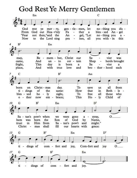 Free Sheet Music - Free Lead Sheet - God Rest Ye Merry Gentlemen Christmas Piano Sheet Music, Merry Gentlemen, Christmas Carols Lyrics, God Rest Ye Merry Gentlemen, Christmas Carols Songs, Christmas Songs Lyrics, Hymn Sheet Music, Piano Notes Songs, Hymn Music