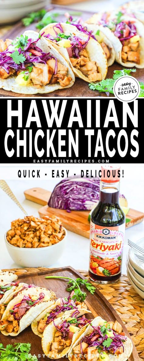 Hawaiian Chicken Tacos, Pineapple Slaw, Spicy Slaw, Spicy Coleslaw, Pineapple Coleslaw, Tacos With Pineapple, Spicy Pineapple, Chicken Tacos Easy, Teriyaki Glaze