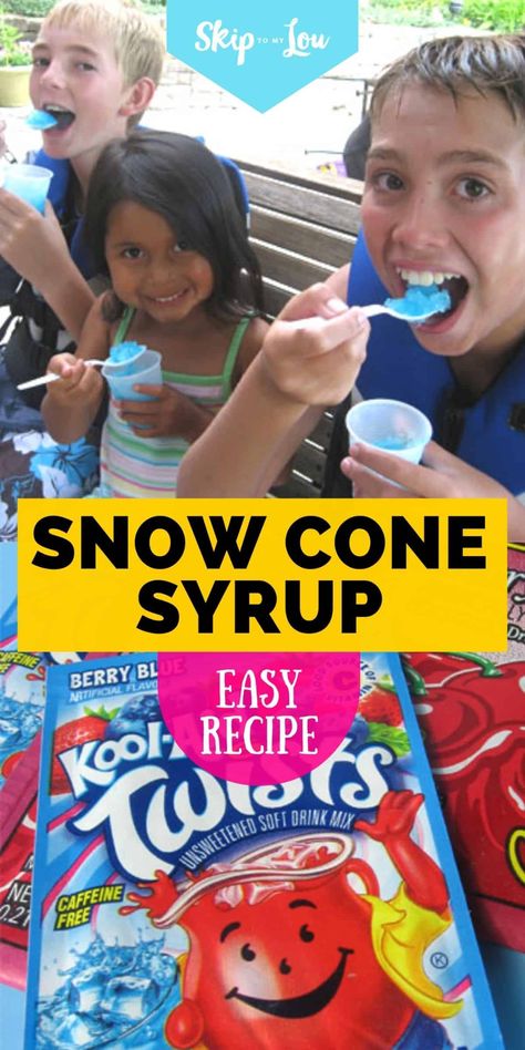 snow cone syrup recipe PIN Crockpot Monkey Bread, Snow Cone Syrup Recipe, Sno Cone Syrup, Snow Cone Business, Homemade Snow Cones, Tropical Event, Snow Recipe, Orange Julius Recipe, Snow Cone Syrup