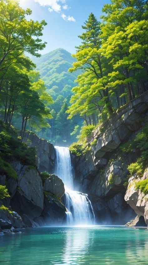 Wallpaper Scenery, Places In Japan, Japanese Scenery, Beautiful Places In Japan, For Phone Wallpaper, Waterfall Pictures, Landscape Painting Tutorial, Forest Scenery, River Painting