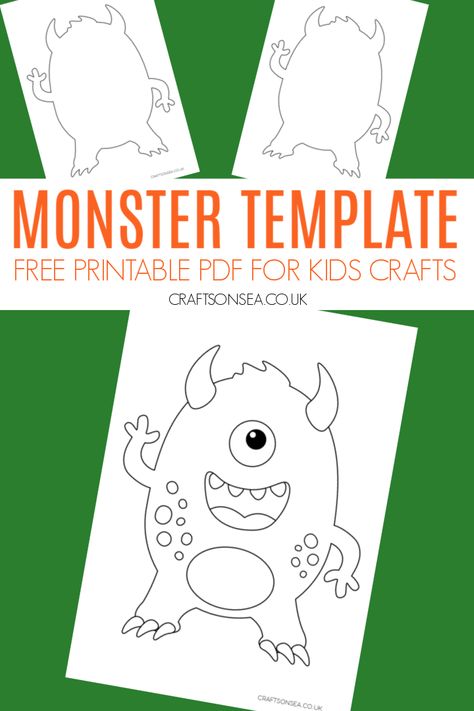 Monster Template Printable (FREE PDF) Monster Outline Free Printable, Monster Body Template Free Printable, Monster Circle Time Preschool, Build Your Own Monster Free Printable, Monster Outline Template, Build Your Own Monster Printable, Monster Template Printable, Free Monster Printables, Monster Printables Free