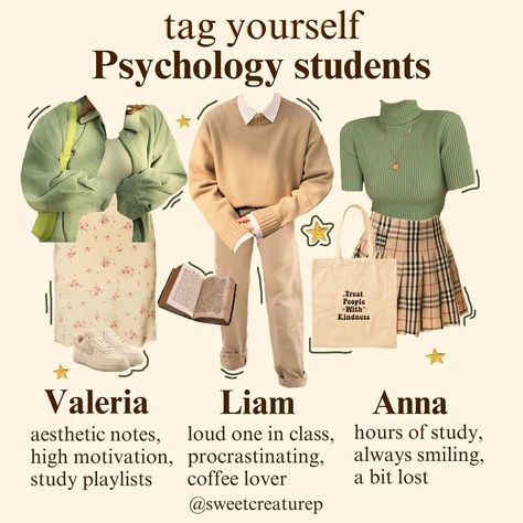 sweetcreature on Instagram: “Tag yourself! What career should I do next?? 💞 • • • • • • • #moodboard #moodboards #aesthetic #nichememes #nicheaccounts  #niche #art…” Psychiatrist Aesthetic Outfit, Psychology Major Outfits, Psychology Clothing, Psychologist Outfit, Artsy Style Outfits, Vintage Capsule Wardrobe, Psych Major, Psychology Major, Psychology Student