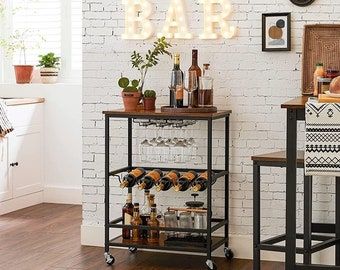 Bar Cart, Industrial Bathroom Storage Over Toilet, Wood Bar Cart, Metal Bar Cart, Hanging Fruit Baskets, Stemware Rack, Serving Trolley, Space Saving Kitchen, Serving Cart, Bar Cart Decor