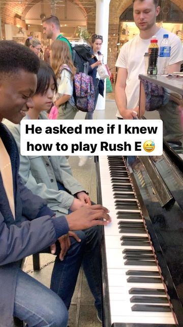 Camden Stewart on Instagram: "@patchubun with the rush e sauce #piano #pianist #pianoduo #pianoduet #rushe #sheetmusicboss #publicpiano #streetpiano" Rush E Piano, Piano With Letters, Piano Lessons For Beginners, Piano Songs, The Rush, Piano Chords, Learn Piano, Easy Piano, Piano Lessons