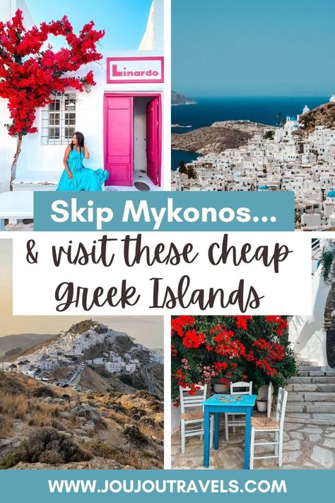 Skip expensive Mykonos and Santorini! If you're looking to travel on a budget, check out these cheap Islands in Greece instead. Greece On A Budget, Europe Backpacking, Islands In Greece, Cheap Places To Visit, Athens Airport, Travel On A Budget, Greece Trip, Travel Greece, Backpacking Trip