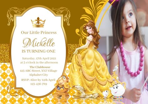 660+ customizable design templates for ‘princess belle’ Belle Invitation Template, Belle Birthday Party, Birthday Party Invitations Free, Belle Birthday, Invitation Layout, Yellow Birthday, Princess Invitations, Happy Birthday Template, Promotional Flyers