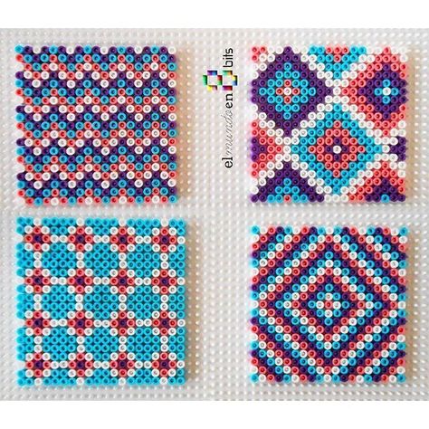 Squares Pyssla Beads Ideas, Hama Beads Coasters, Melty Bead Patterns, Pearl Beads Pattern, Fuse Bead Patterns, Art Perle, Fusion Beads, Hama Beads Design, Motifs Perler