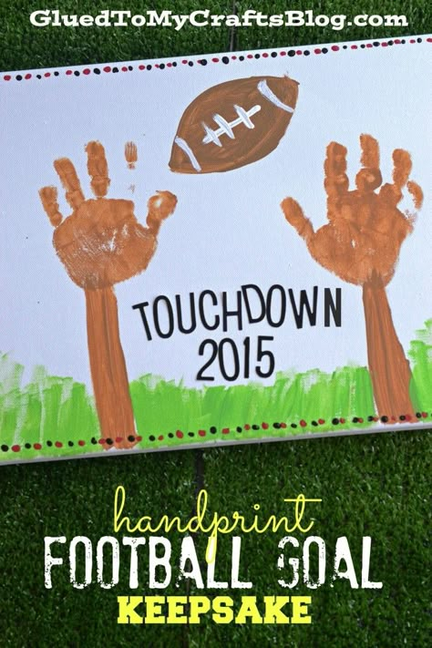 Handprint Football Goal Keepsake Football Crafts For Kids, Sports Crafts For Kids, Super Bowl Crafts, Super Bowl Activities, Class Quilt, Sport Themed Crafts, Sports Crafts, Toddler Craft, Football Crafts