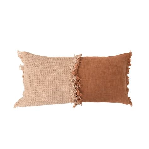 "Get the Pink & Rust Woven Cotton Lumbar Pillow with Fringe at Michaels. com. Each plush accent features a variety of prints, embroideries, and textures, carefully curated to enhance any interior design scheme. Add depth and personal style to any bed, chaise, or loveseat with a thoughtfully crafted throw pillow. Each plush accent features a variety of prints, embroideries, and textures, carefully curated to enhance any interior design scheme. Details: Pink and rust design 28\" x 14\" x 2\" Cotto Fringe Pillows, Rectangular Pillow Cover, Creative Co Op, Unique Pillows, Best Pillow, Cotton Throws, Cotton Throw Pillow, Rust Color, Cotton Pillow