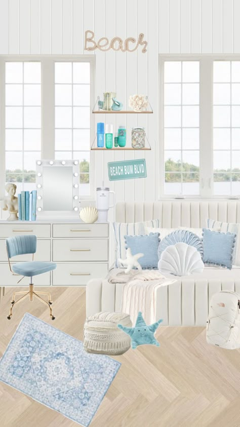 #beachyroom #preppyroom #fyp #beach #preppy #roominspo Beachy Room Ideas, Beach Room Ideas, Summer Room Ideas, Coastal Room Decor, Ocean Room Decor, Beach Core, Summer Room Decor, Coastal Bedroom Ideas, Beach Room Decor