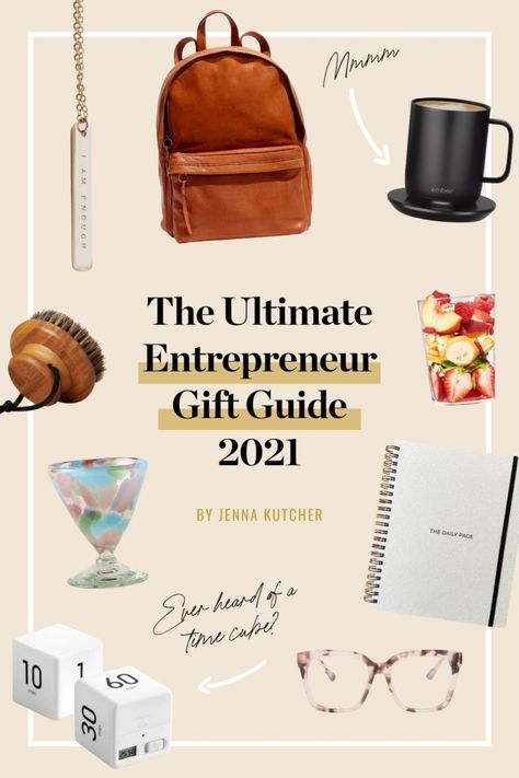 The Ultimate Entrepreneur Gift Guide 2021 - Jenna Kutcher Jenna Kutcher, Girl Boss Gift, Entrepreneur Gifts, Gifts For Boss, Gal Pal, Work Bag, Office Accessories, Gift Baskets, Gift Guide