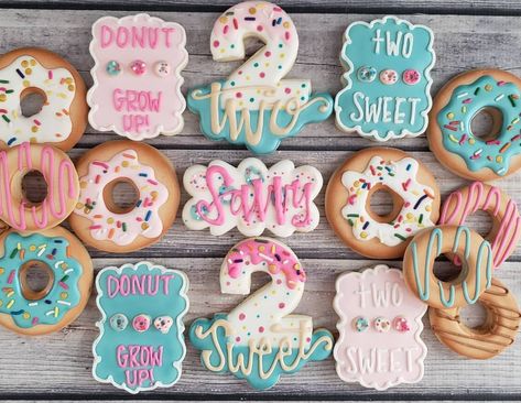 Donut Theme Cookies, Ranch Cookies, Donut Cookies, Birthday Donuts, Cute Donuts, 2nd Birthday Party Themes, Two Sweet, Sweet Cookies, Cookie Inspiration