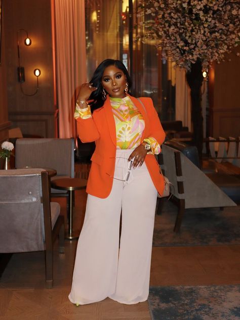 Hello Spring — TAMARA RENAYE Girly Series, Orange Blazer Outfits, Tamara Renaye, St Regis Hotel, Cute Professional Outfits, Woman Suit, Blazer Outfits Casual, Zara Trousers, Orange Blazer